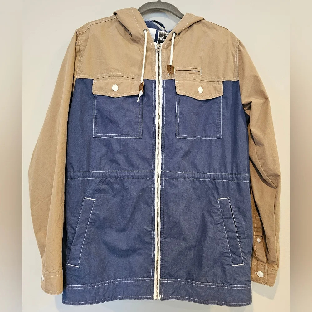 Analog Venturi Jacket Men's Size Medium Ink / Dark Khaki Hooded Full Zip AG